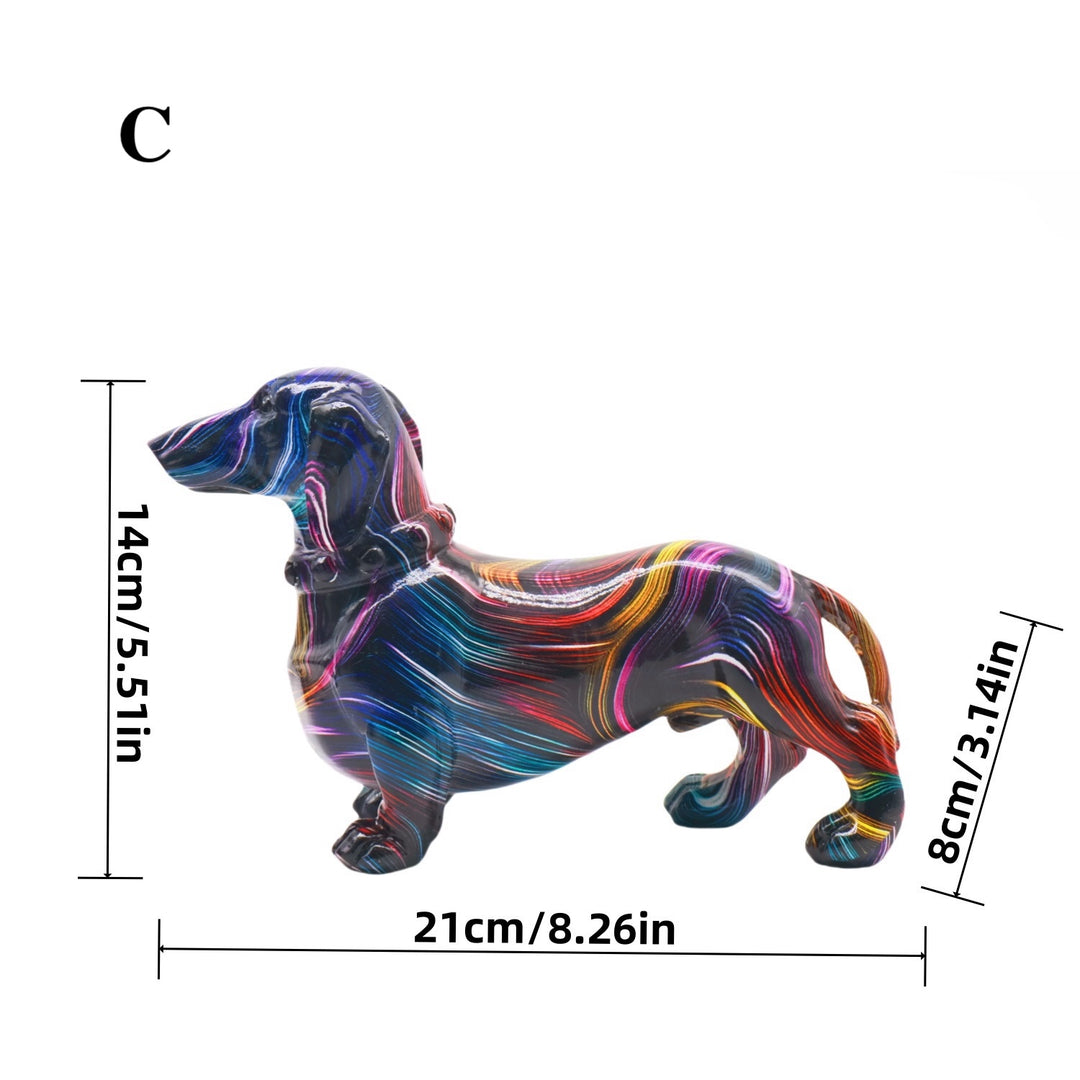 Colorburst Dachshund Art Figurine – Modern Abstract Décor