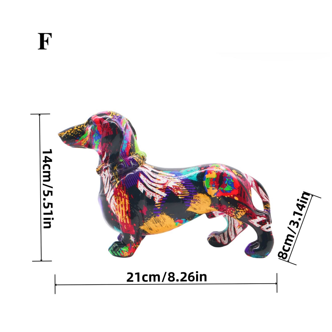 Colorburst Dachshund Art Figurine – Modern Abstract Décor