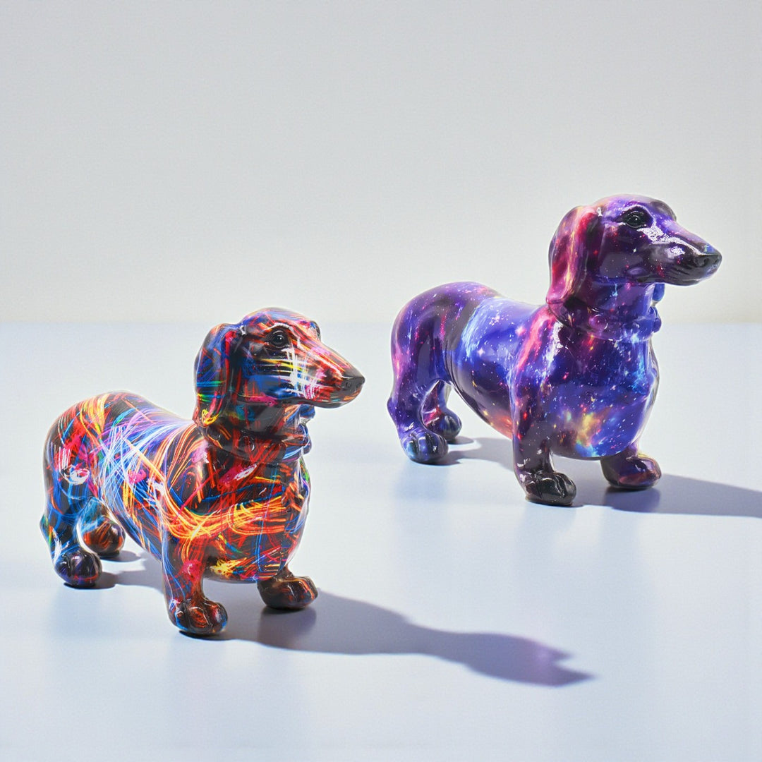 Colorburst Dachshund Art Figurine – Modern Abstract Décor