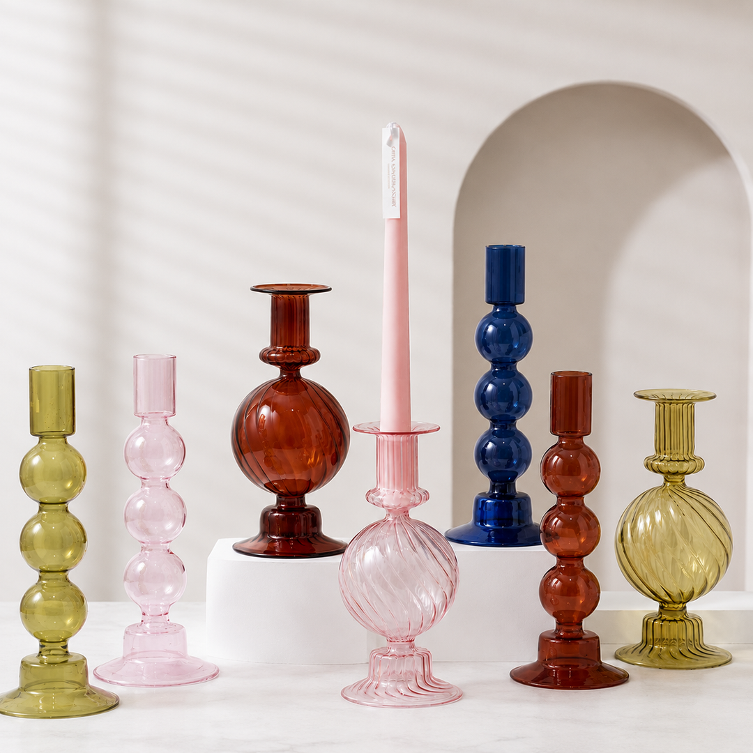 Colored Glass Candle Holder – Nordic Bubble Candlestick