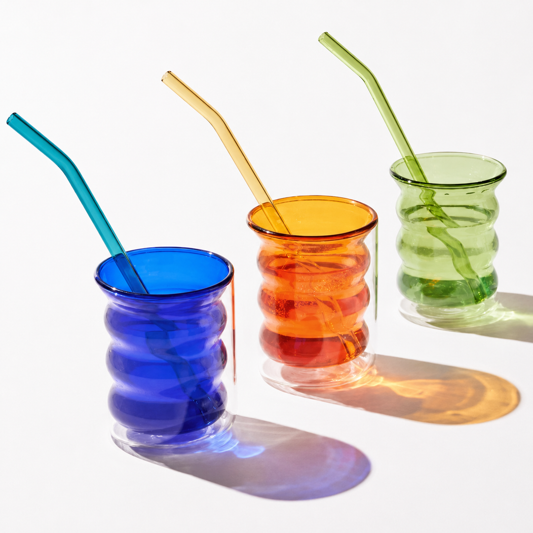 Colored Double Layer Glass Cup