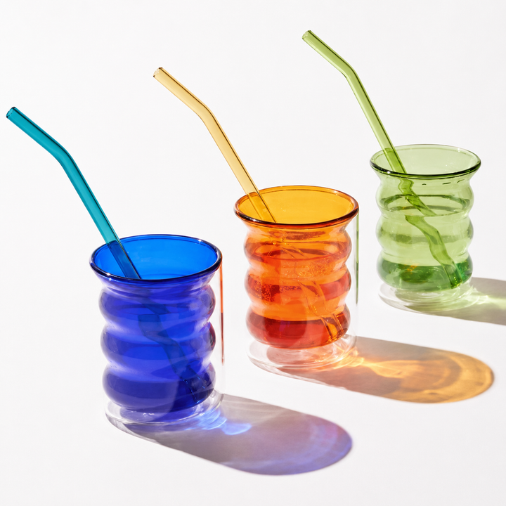 Colored Double Layer Glass Cup