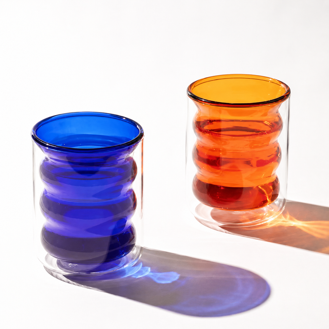 Colored Double Layer Glass Cup
