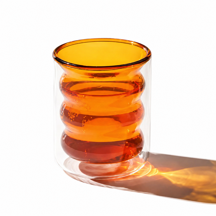 Colored Double Layer Glass Cup