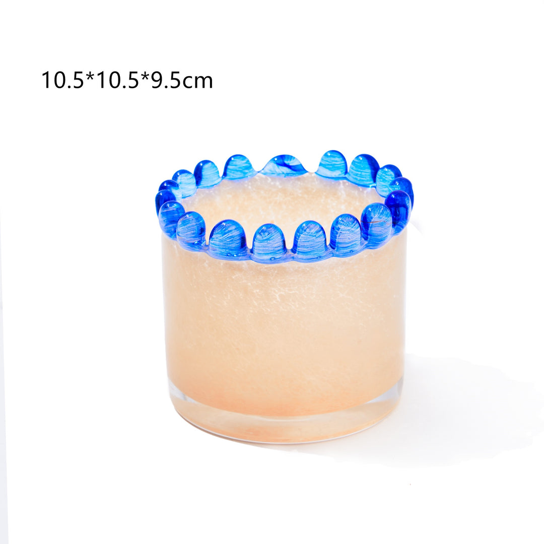 Colored Scalloped-Edge Glass Storage Box | Container