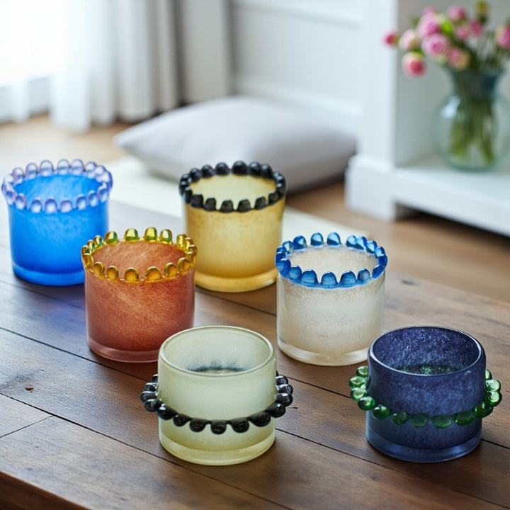 Colored Scalloped-Edge Glass Storage Box | Container