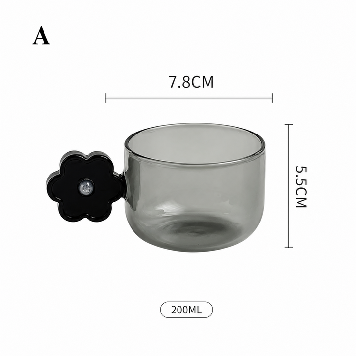 Colorful Flower Handle Glass Mug 200ml