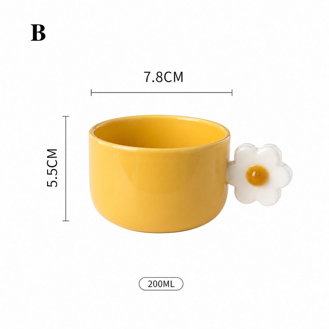 Colorful Flower Handle Glass Mug 200ml