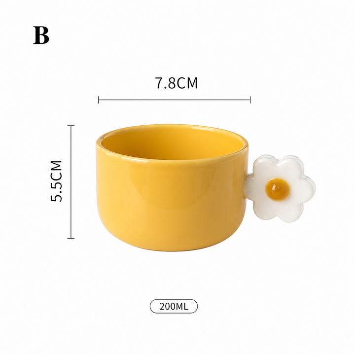 Colorful Flower Handle Glass Mug 200ml