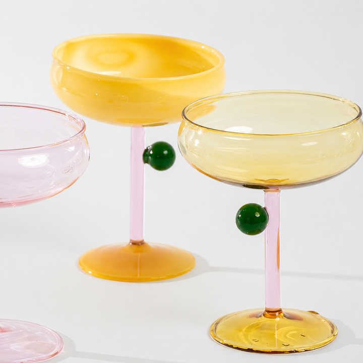 Colorful Glass Coupe Cocktail Glass Nordic Style Cup