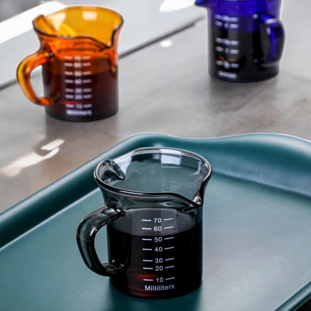 Transparent Colored Glass Measuring Cup With Scale