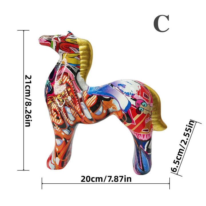 Colorful Abstract Resin Horse Statue | Decor Accent