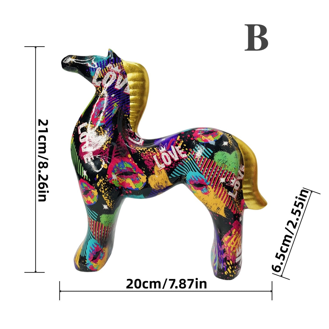 Colorful Abstract Resin Horse Statue | Decor Accent
