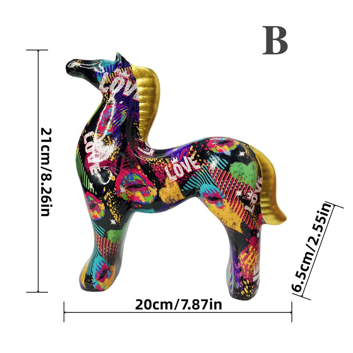 Colorful Abstract Resin Horse Statue | Decor Accent