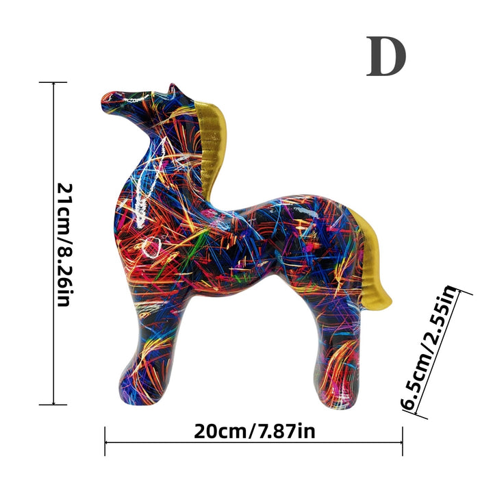Colorful Abstract Resin Horse Statue | Decor Accent