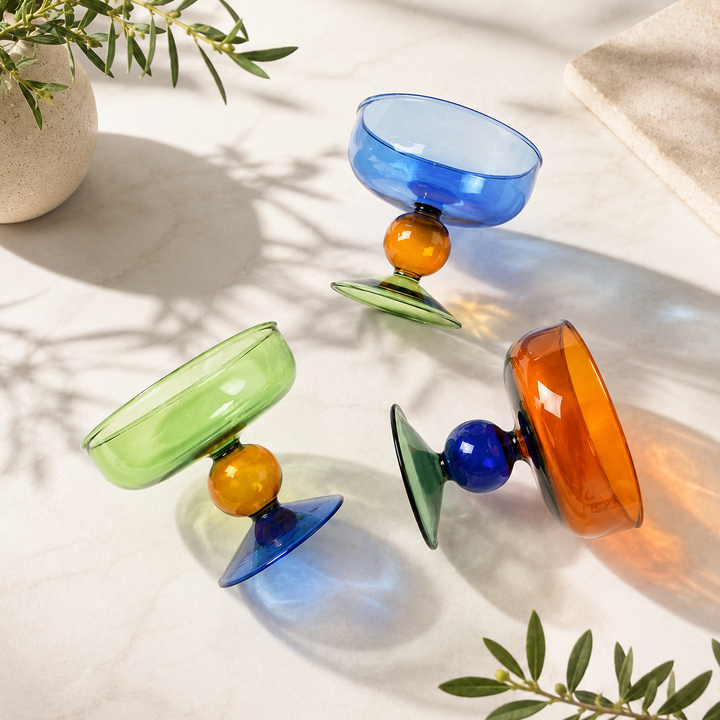 Colorful Nut Fruit Salad Dessert Glass Bowl