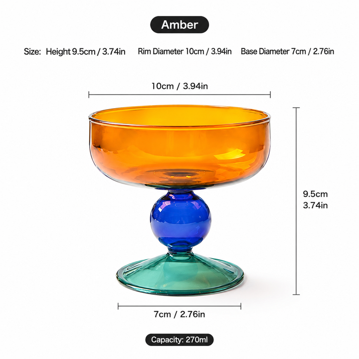 Colorful Nut Fruit Salad Dessert Glass Bowl
