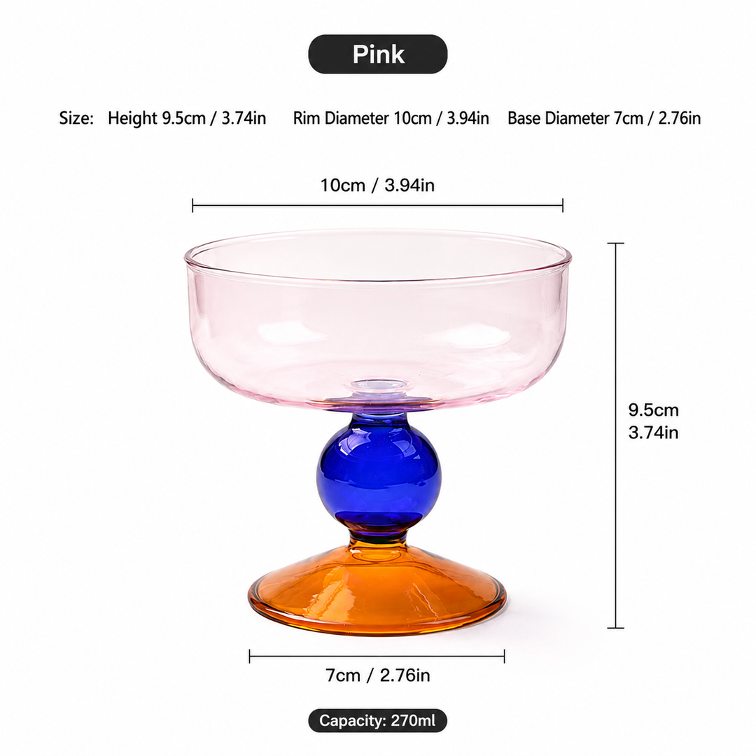 Colorful Nut Fruit Salad Dessert Glass Bowl