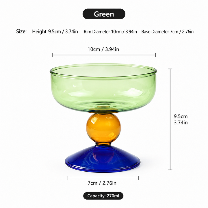 Colorful Nut Fruit Salad Dessert Glass Bowl