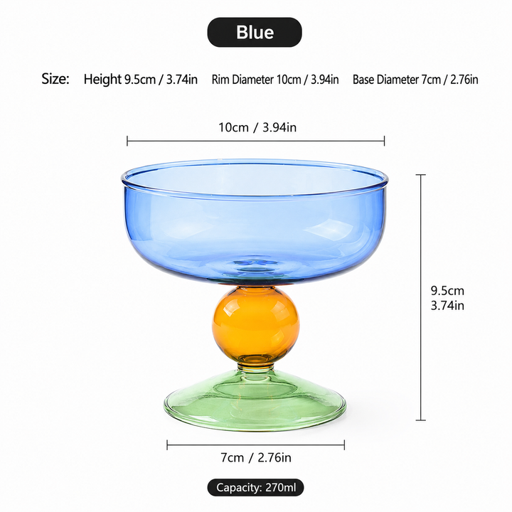 Colorful Nut Fruit Salad Dessert Glass Bowl