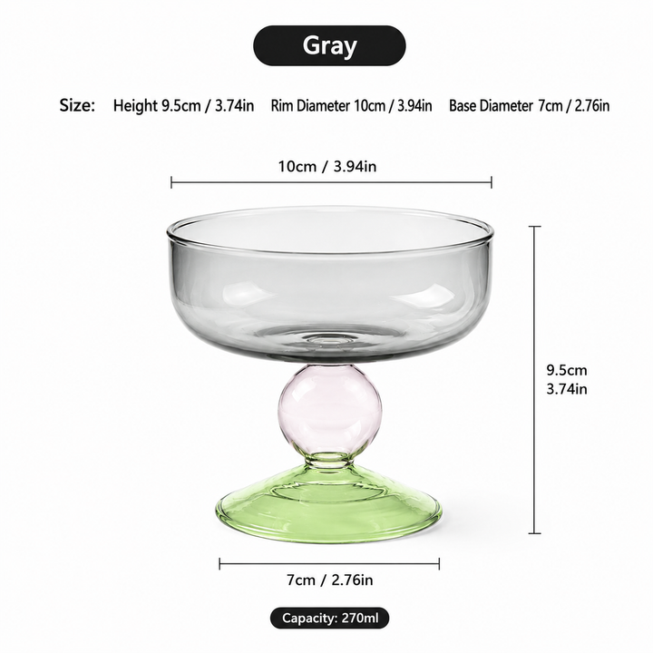Colorful Nut Fruit Salad Dessert Glass Bowl