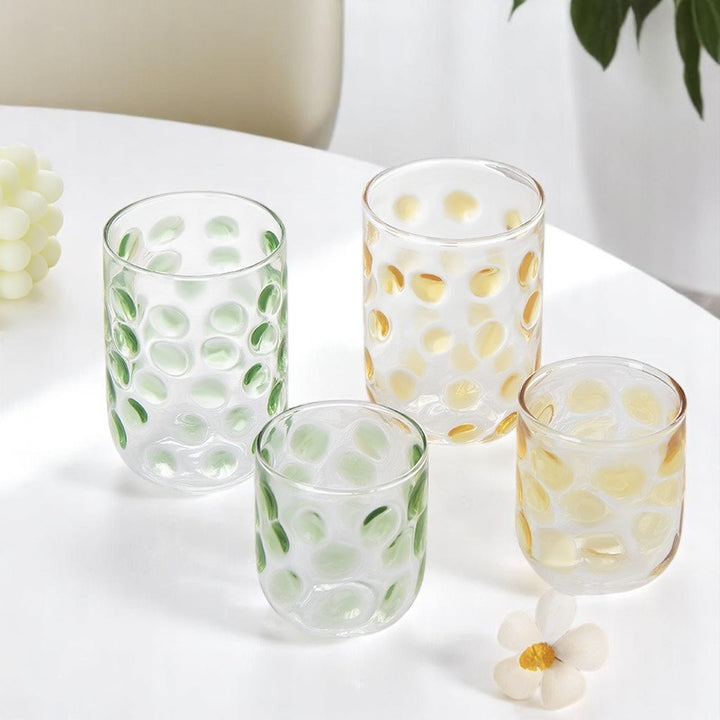 Colorful Polka Dot Glass Cup | Drinking Tumbler