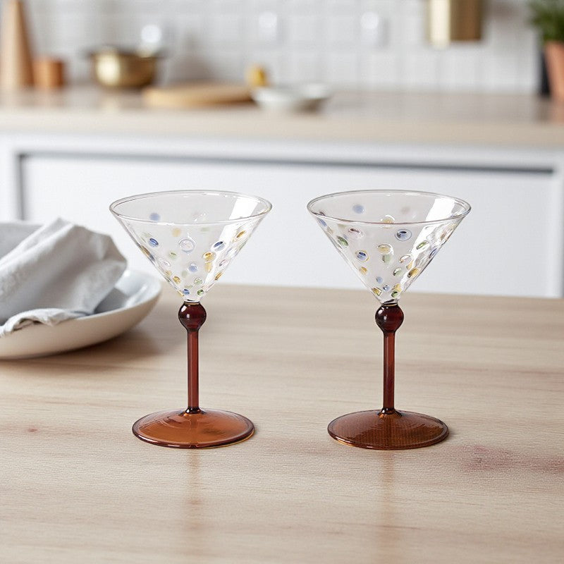 Colorful Polka Dot Wine Glass | Cocktail/Champagne Glass