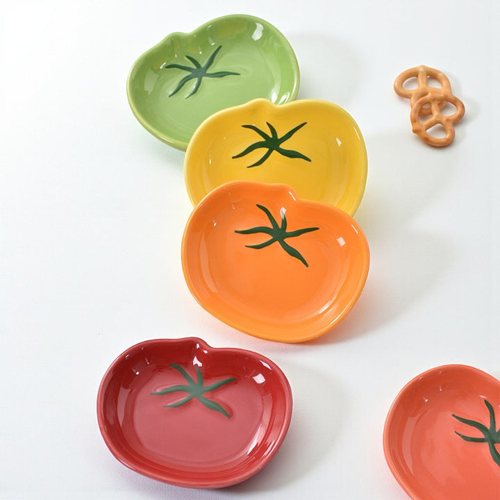 Colorful Tomato-Shaped Ceramic Sauce Dishes