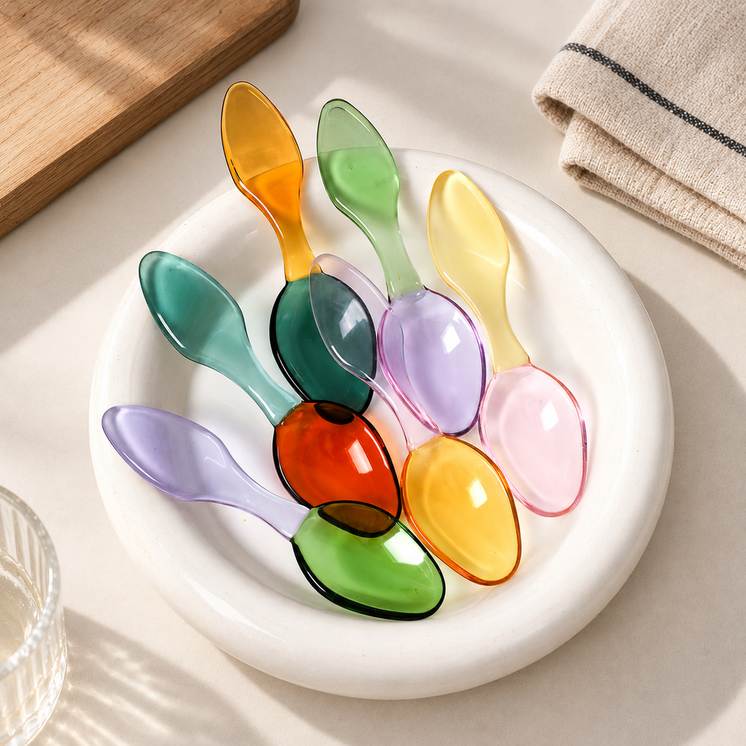 Colourful Glass Dessert Spoon – Two-Tone Coffee Spoon