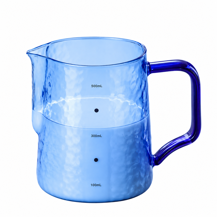 Colourful Glass Milk Frothing Pitcher – Hammered Jug 500ml