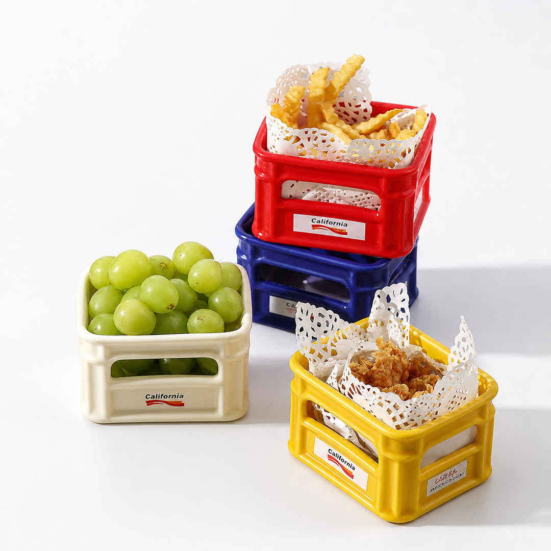 Creative Ceramic Snack Tray Crate Bowl
