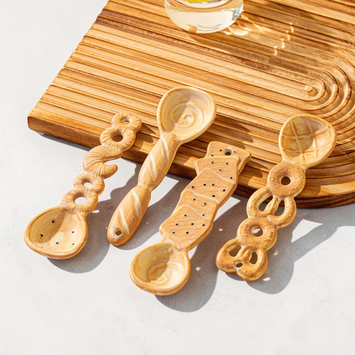Creative Bread Ceramic Spoon – Long Handle Soup Spoon