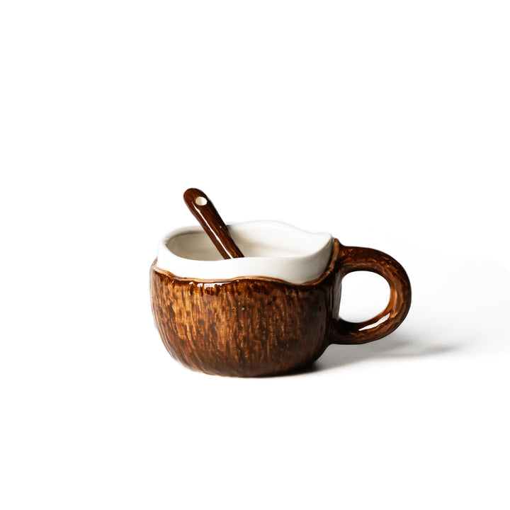Creative Coconut Shape Ceramic Coffee Mug with Spoon