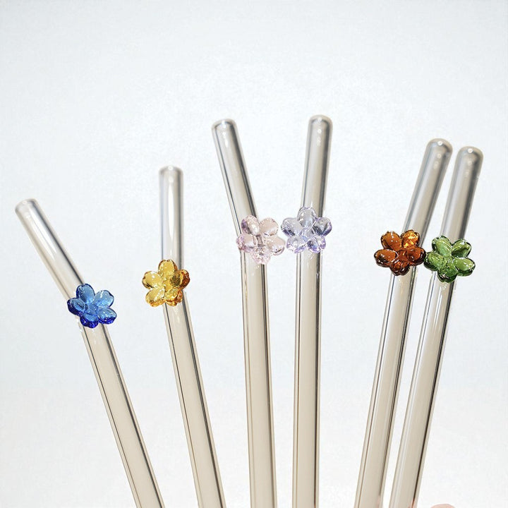 Creative Colored Flower Glass Straw – Reusable Straws