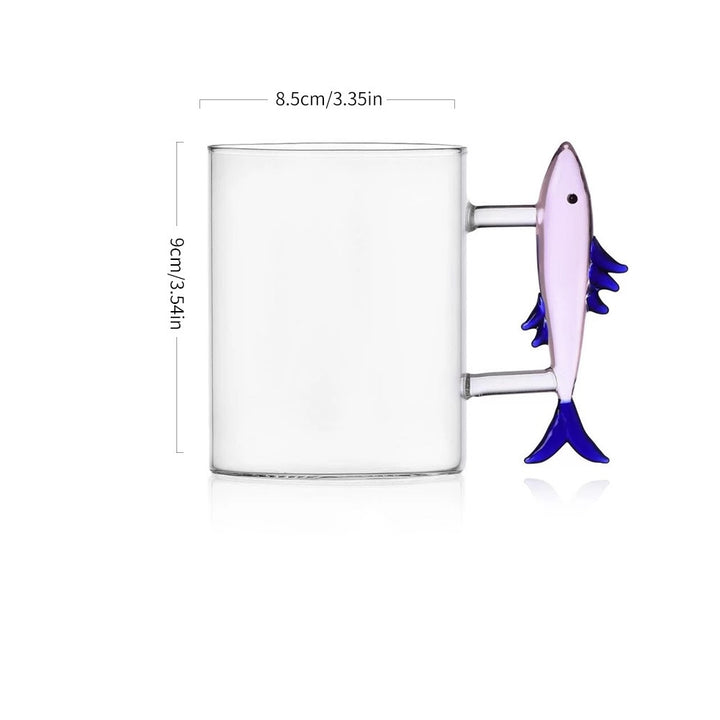 Creative Ocean Animal Glass Mug with 3D Handle Design
