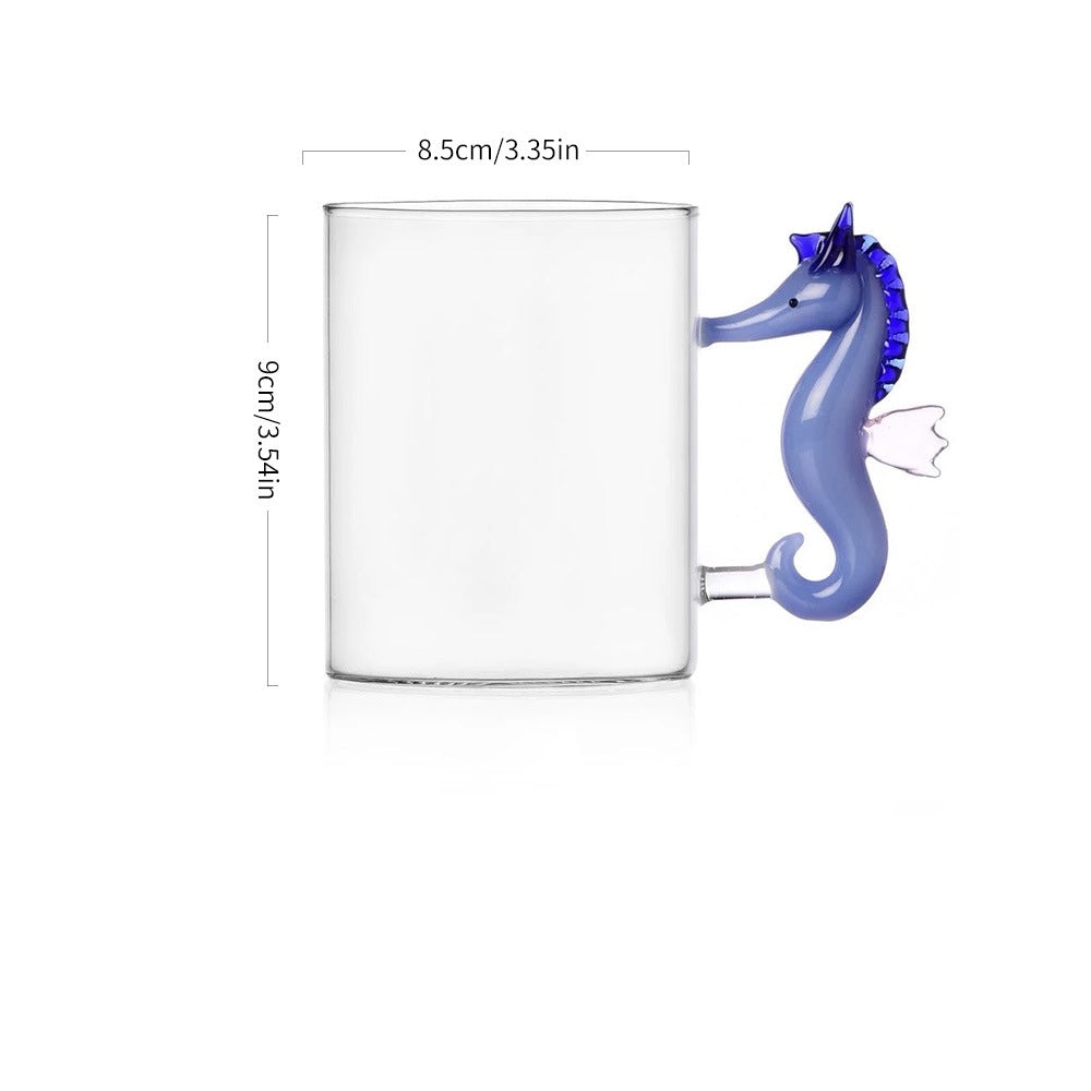 Creative Ocean Animal Glass Mug with 3D Handle Design