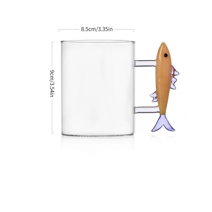 Creative Ocean Animal Glass Mug with 3D Handle Design