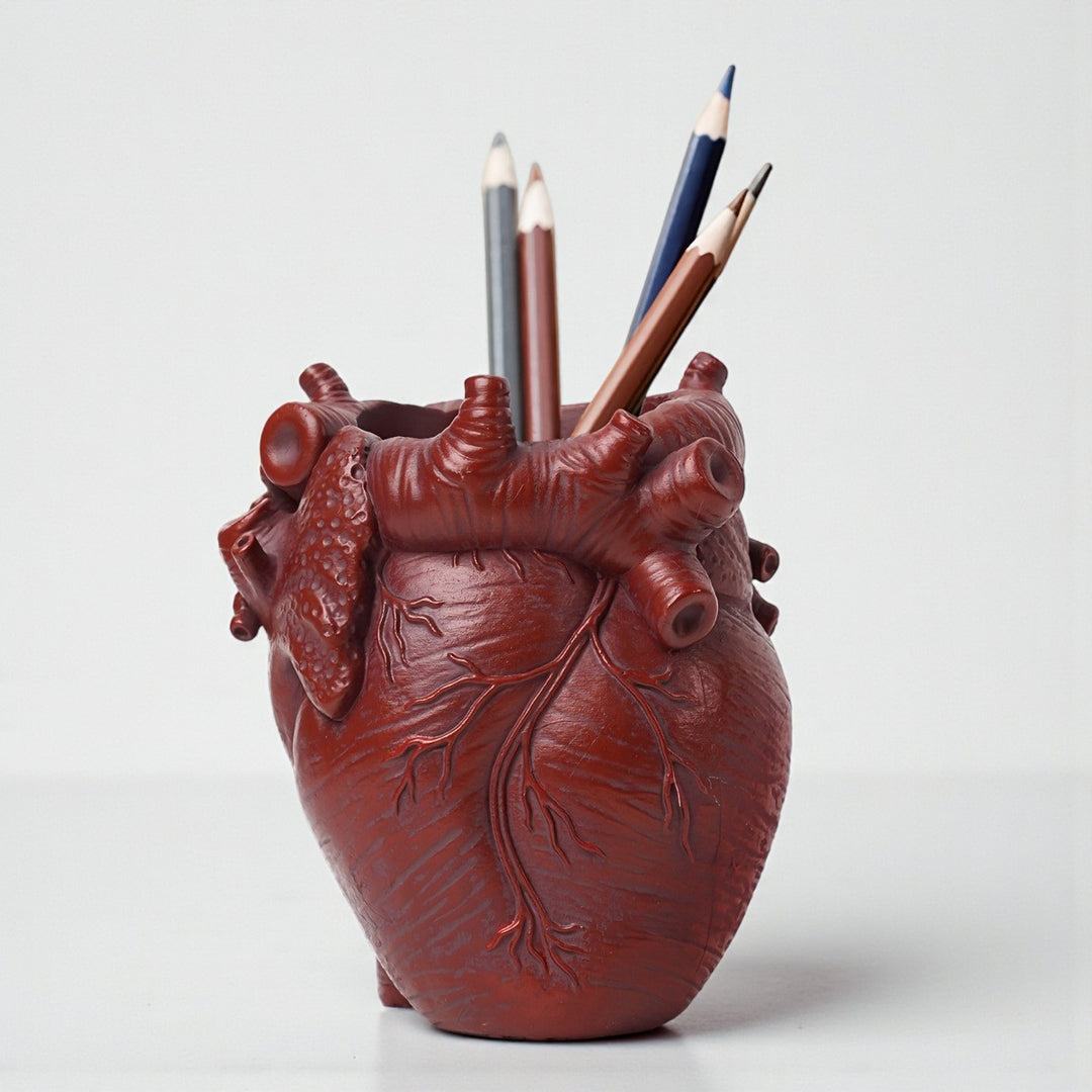 Creative Resin Heart Pen Holder Organizer