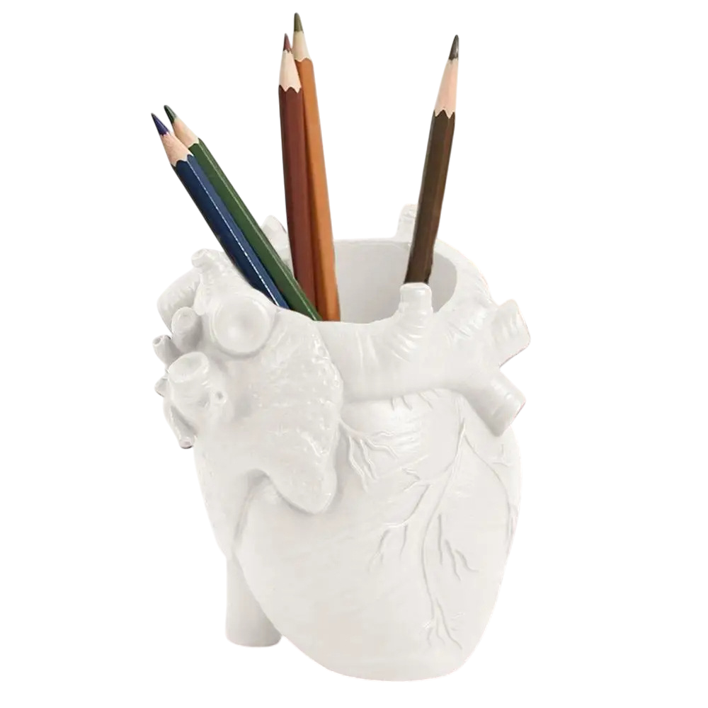 Creative Resin Heart Pen Holder Organizer