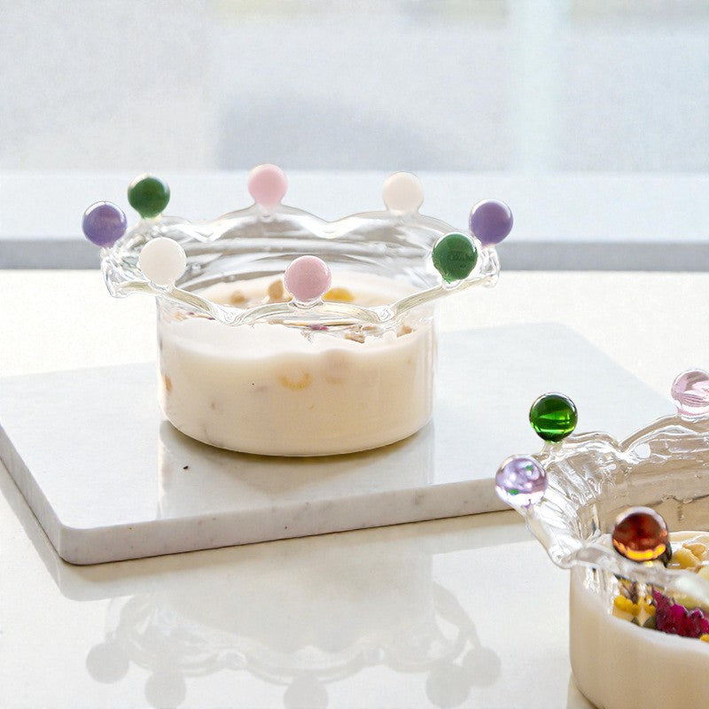 Crown-Shaped Glass Bowl – Lead-Free Yogurt Salad Bowl