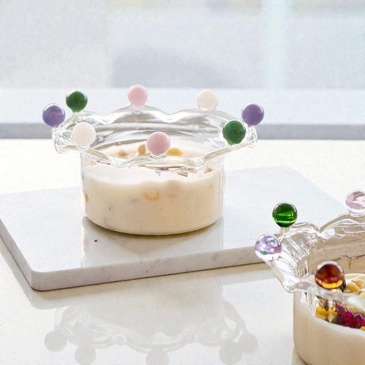 Crown-Shaped Glass Bowl – Lead-Free Yogurt Salad Bowl