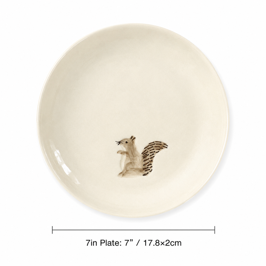 Cute Animal Ceramic Dessert Plate | 7" Embossed Snack Dish