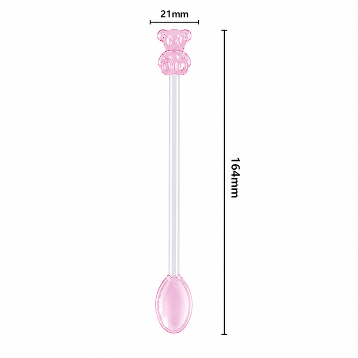 Cute Bear Glass Spoon Long Handle Dessert Spoon