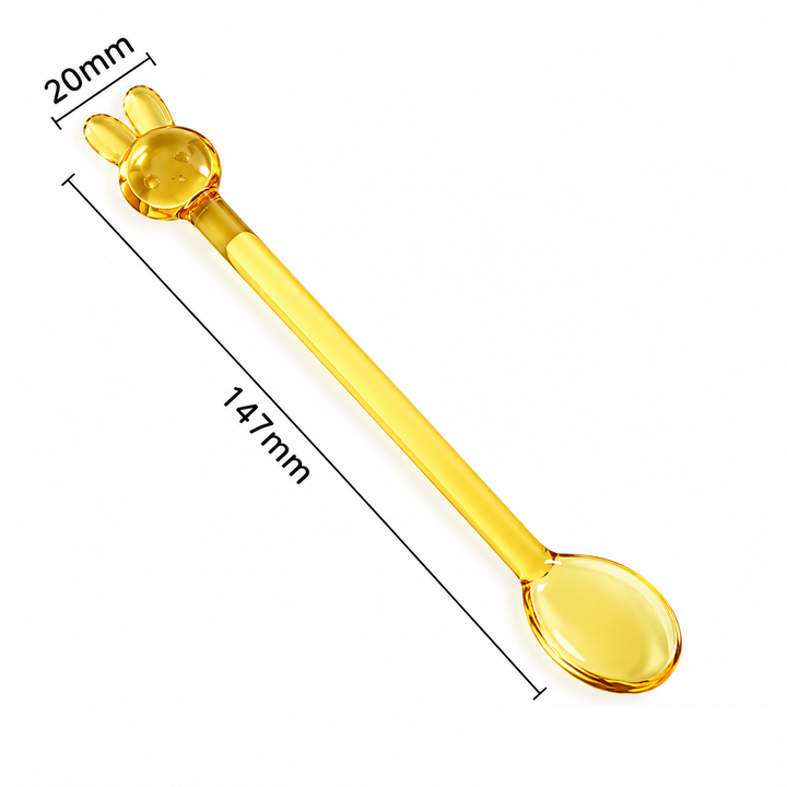 Cute Bunny Glass Spoon – Colourful Rabbit Stirring Spoon