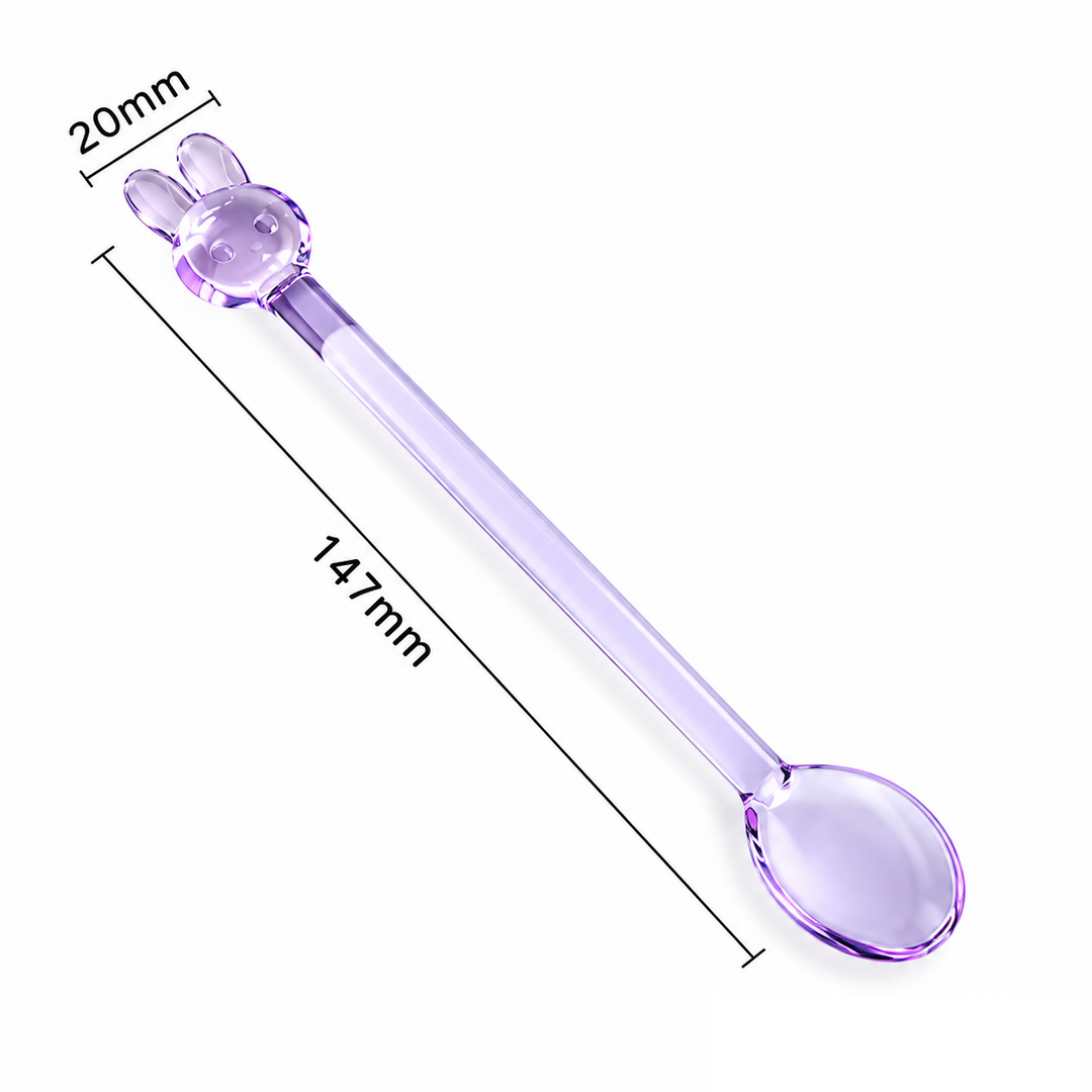 Cute Bunny Glass Spoon – Colourful Rabbit Stirring Spoon