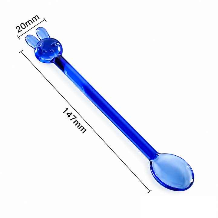 Cute Bunny Glass Spoon – Colourful Rabbit Stirring Spoon