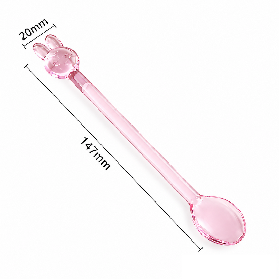 Cute Bunny Glass Spoon – Colourful Rabbit Stirring Spoon