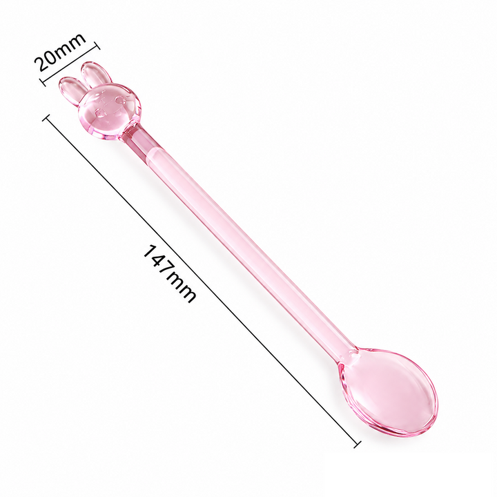Cute Bunny Glass Spoon – Colourful Rabbit Stirring Spoon