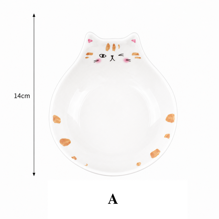 Cute Cat Face Ceramic Bowl Japanese Style Snack Dish