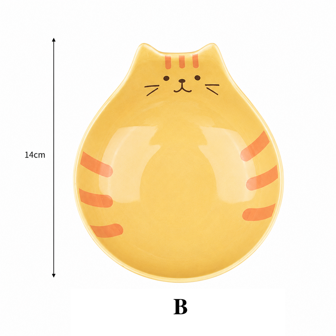Cute Cat Face Ceramic Bowl Japanese Style Snack Dish